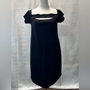 Boohoo Sexy Black Cut-Out Handkerchief Hem Mini Dress Size 14